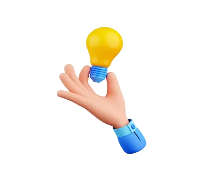 Main tenant une ampoule jaune 3D illustrant l'expertise et les solutions innovantes de CRD Pro Bat à Paris
